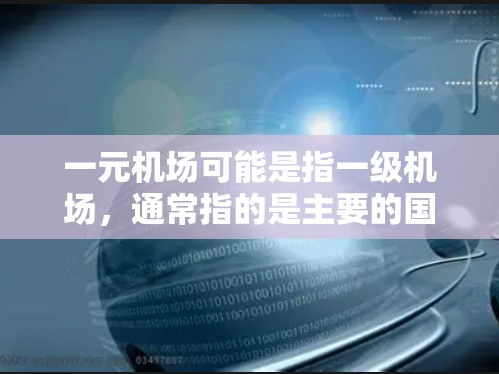 一元机场可能是指一级机场，通常指的是主要的国际机场，主要用于提供国际航班服务。以下是一些关于一级机场的主要信息